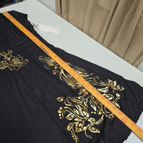 Cache Dress Womens Medium Black Mini Gold Floral Goth Y2K Retro Fairy Grunge - Picture 9 of 10